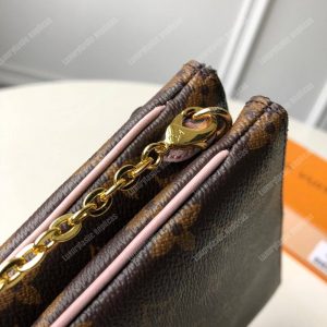 LV Pochette Double Zip Monogram Canvas Pink Blooming Flowers - Image 5