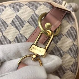 LV Speedy Bandouliere 30 Damier Azur Canvas Rose Ballerine Pink - Image 5