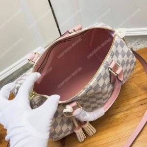 LV Speedy Bandouliere 30 Damier Azur Canvas Rose Ballerine Pink - Image 4