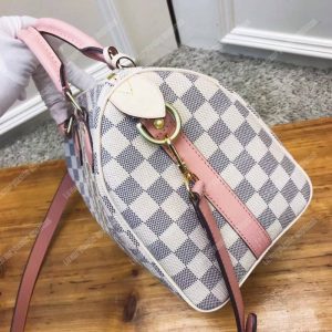 LV Speedy Bandouliere 25 Damier Azur Canvas Rose Ballerine Pink - Image 3