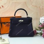Hermes Kelly 25 Togo Sapphire Blue Silver-toned Hardware