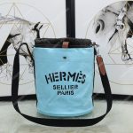 Hermes Grooming Bag Light Blue Palladium-Plated Hardware