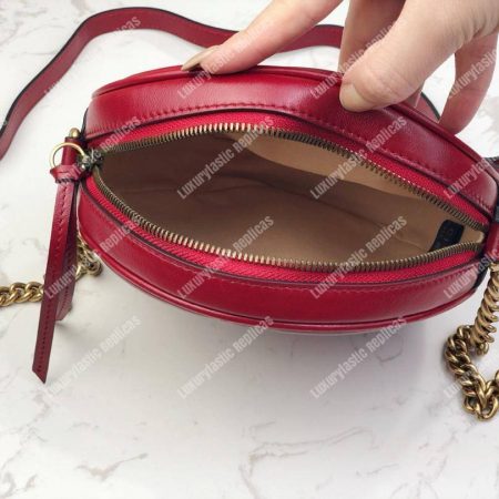 Gucci GG Marmont Mini Round Shoulder Bag Wine Red - Image 5