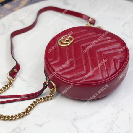 Gucci GG Marmont Mini Round Shoulder Bag Wine Red - Image 3