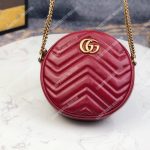 Gucci GG Marmont Mini Round Shoulder Bag Wine Red