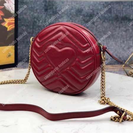 Gucci GG Marmont Mini Round Shoulder Bag Wine Red - Image 6