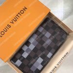 LV Zippy Wallet Vertical Damier Graphite Pixel Gray