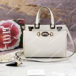 Gucci Zumi Grainy Leather Small Top Handle Bag White