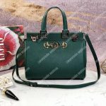 Gucci Zumi Grainy Leather Small Top Handle Bag Dark Green