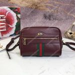 Gucci Ophidia Leather Mini Bag Burgundy