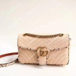 Gucci GG Marmont Raffia Small Shoulder Bag Cream Snakeskin Trim