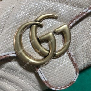 Gucci GG Marmont Raffia Mini Bag Cream Snakeskin Trim - Image 9