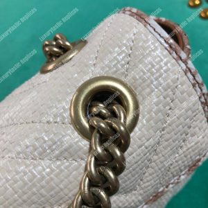 Gucci GG Marmont Raffia Mini Bag Cream Snakeskin Trim - Image 6