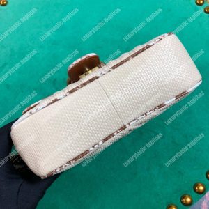 Gucci GG Marmont Raffia Mini Bag Cream Snakeskin Trim - Image 7