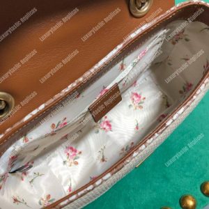 Gucci GG Marmont Raffia Mini Bag Cream Snakeskin Trim - Image 8