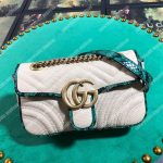 Gucci GG Marmont Raffia Mini Bag Green Snakeskin Trim