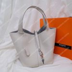 Hermes Picotin 22 Clemence Blanc Palladium Hardware