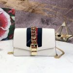 Gucci Sylvie Leather Mini Chain Bag White