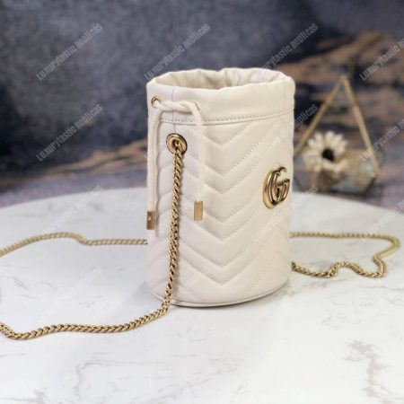 Gucci GG Marmont Mini Bucket Bag White - Image 3