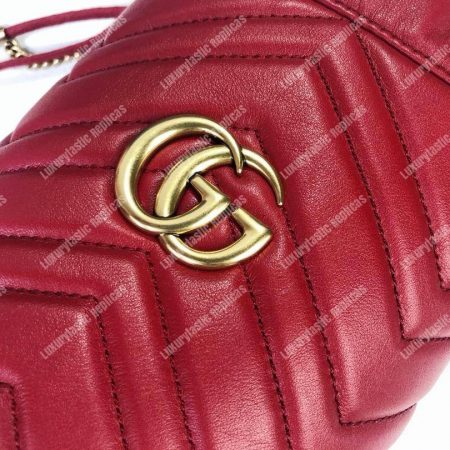Gucci GG Marmont Mini Bucket Bag Hibiscus Red - Image 9
