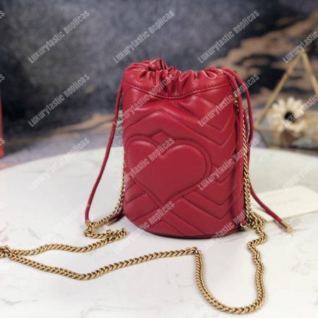 Gucci GG Marmont Mini Bucket Bag Hibiscus Red - Image 5