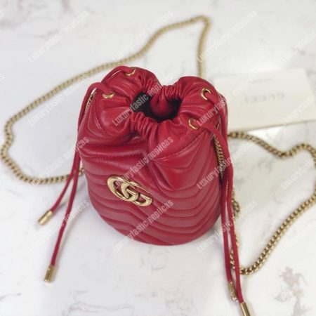 Gucci GG Marmont Mini Bucket Bag Hibiscus Red - Image 4