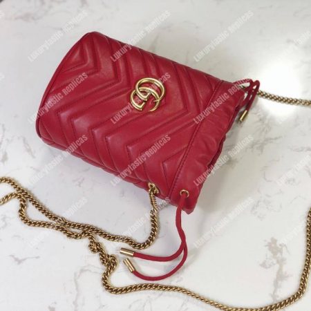 Gucci GG Marmont Mini Bucket Bag Hibiscus Red - Image 6