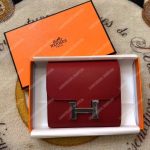 Hermes Constance Compact Wallet Epsom Capucine Red Palladium Plated Replica