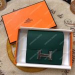 Hermes Constance Compact Wallet Epsom Vert Vertigo Palladium Plated