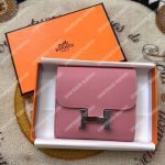 Hermes Constance Compact Wallet Epsom Rose Azalée Palladium Plated