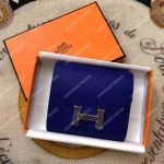 Hermes Constance Compact Wallet Epsom Bleu Electrique Palladium Plated