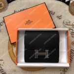 Hermes Constance Compact Wallet Epsom Noir Palladium Plated Replica