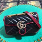 Gucci GG Marmont Matelassé Mini Bag Black Cerise