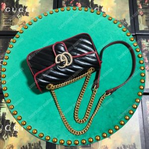 Gucci GG Marmont Matelassé Mini Bag Black Cerise - Image 3