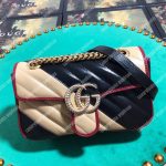 Gucci GG Marmont Matelassé Mini Bag Beige Black Cerise