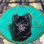 Gucci GG Marmont Mini Bucket Bag Black Cerise