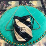 Gucci GG Marmont Mini Bucket Bag Black Beige