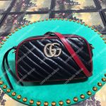 Gucci GG Marmont Matelassé Small Shoulder Bag Black Cerise