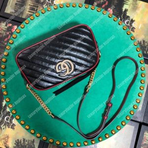 Gucci GG Marmont Matelassé Small Shoulder Bag Black Cerise - Image 3