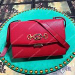 Gucci Zumi Grainy Leather Small Shoulder Bag Hisbiscus Red
