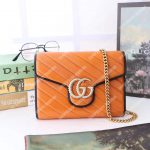 Gucci GG Marmont Quilted Shoulder Bag Cognac