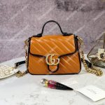 Gucci GG Marmont Mini Top Handle Bag Cognac Matelassé