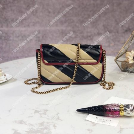 Gucci GG Marmont Super Mini Bag Beige Black Matelassé - Image 3