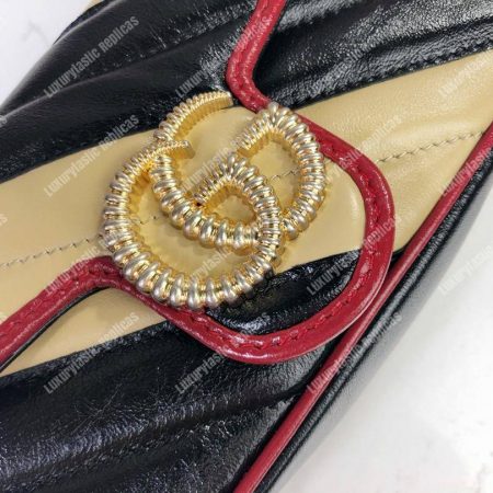 Gucci GG Marmont Super Mini Bag Beige Black Matelassé - Image 8