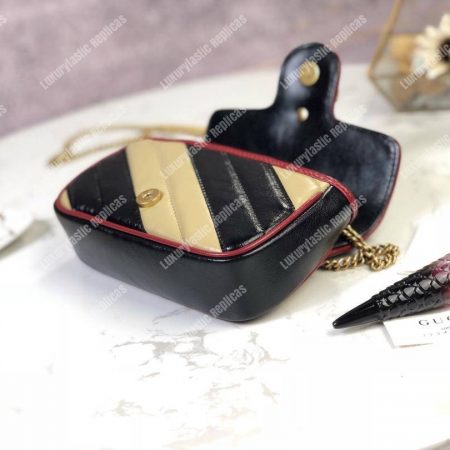 Gucci GG Marmont Super Mini Bag Beige Black Matelassé - Image 5