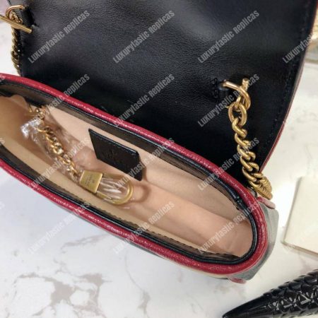 Gucci GG Marmont Super Mini Bag Beige Black Matelassé - Image 9