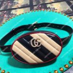 Gucci GG Marmont Black Beige Matelassé Leather Belt Bag