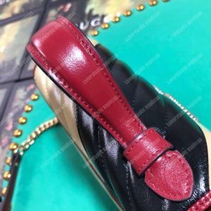 Gucci GG Marmont Mini Top Handle Bag Beige Black Matelassé - Image 3