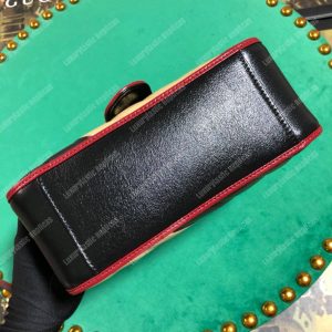 Gucci GG Marmont Mini Top Handle Bag Beige Black Matelassé - Image 6