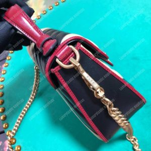 Gucci GG Marmont Mini Top Handle Bag Beige Black Matelassé - Image 7